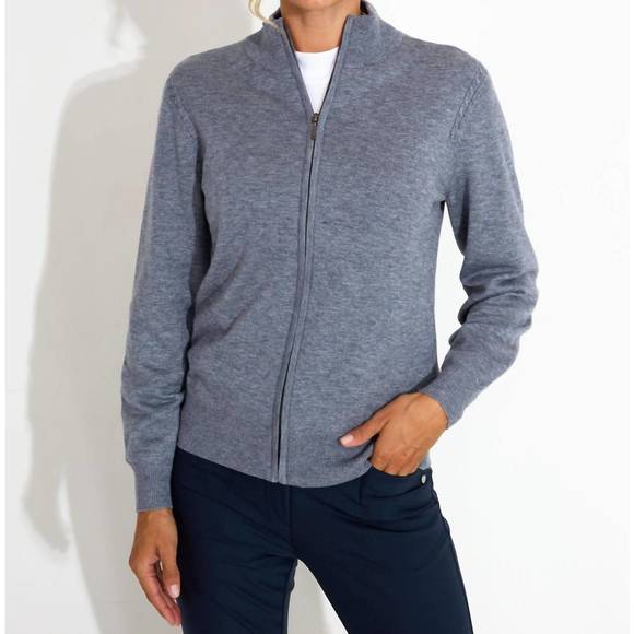NEW ABACUS SPORTSWEAR US liffin knitted full zip windstopper in grey melange